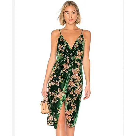 green floral dress revolve Empire Dress, Mint Green with sprinkles print – MELON main image 0